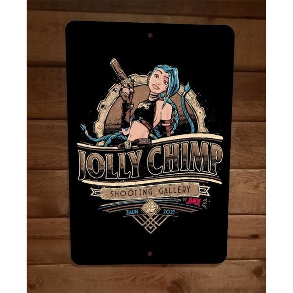 Jolly Chimp Shooting Gallery by Jinx 8x12 Metal Wall Sign Poster - Picture 1 of 1